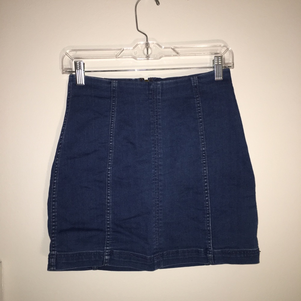 free people tight denim mini skirt